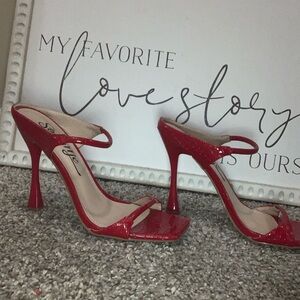 RED CROC SKIN HEELS